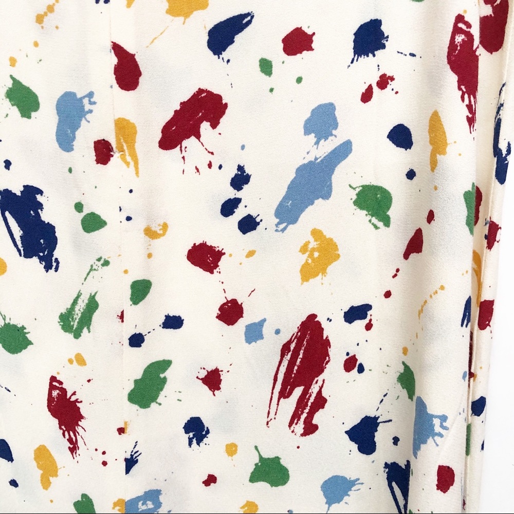 Reformation Bea Midi Skirt Paint Splatter Painted - Picture 4 of 6